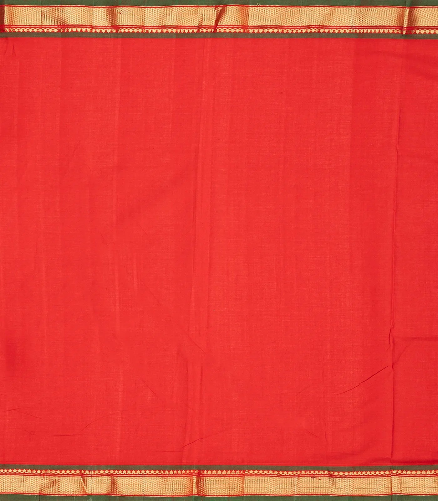 Red Handloom Paithani Silk Saree With Coin Buttas-Red