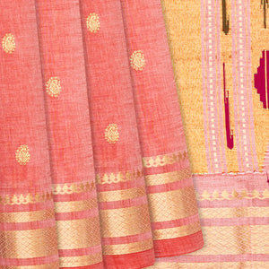Light Peach Handloom Paithani Silk Saree With Mango Buttas-Light Peach