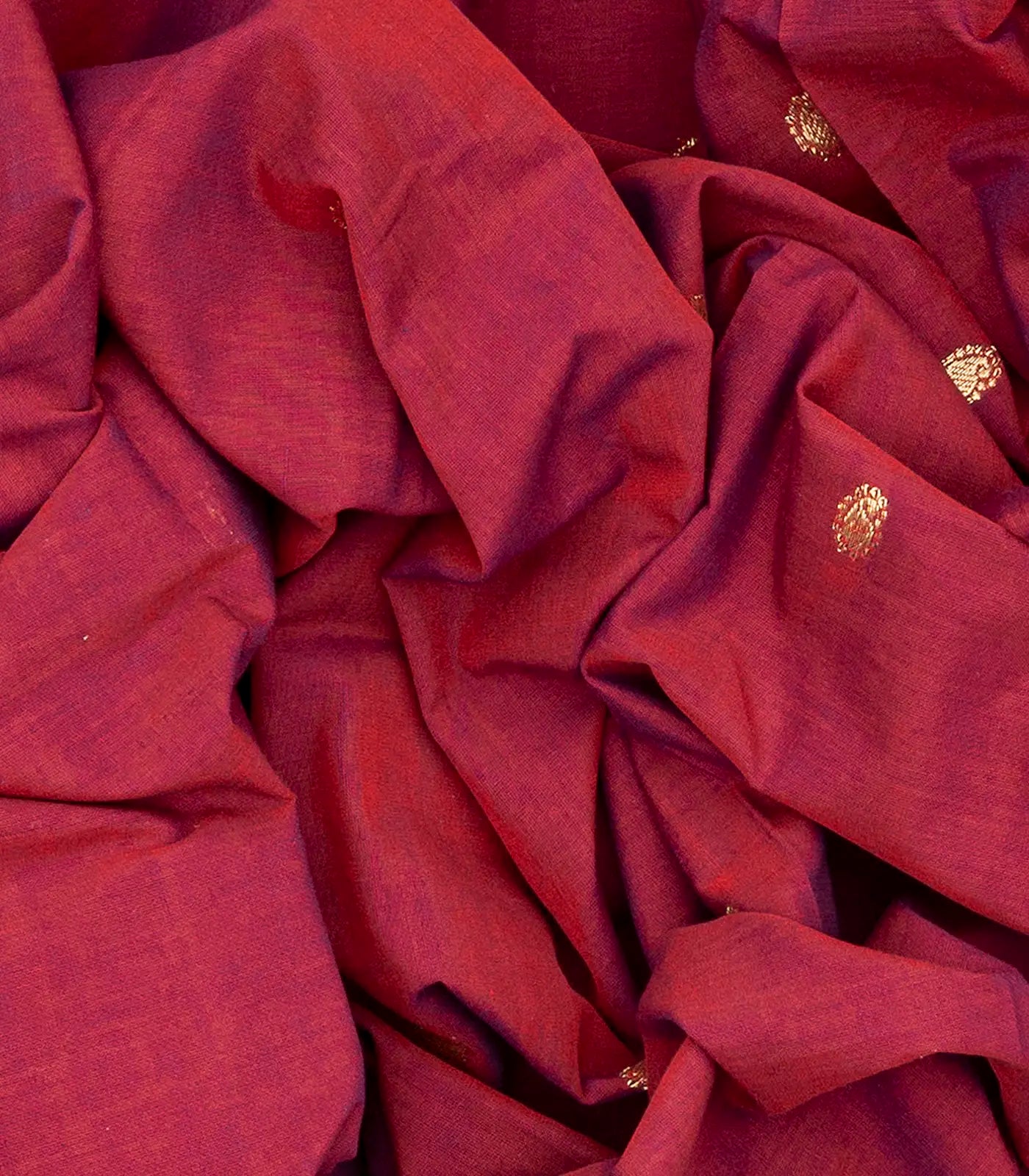 Crimson Handloom Paithani Silk Saree With Mango Buttas-Crimson