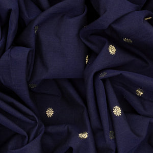 Midnight Blue Handloom Paithani Silk Saree With Kamalam Buttas-Midnight Blue