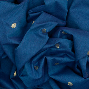 Blue Handloom Paithani Silk Saree With Kamalam Buttas-Blue