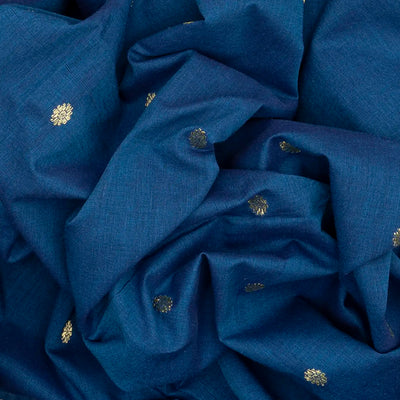 Blue Handloom Paithani Silk Saree With Kamalam Buttas-Blue