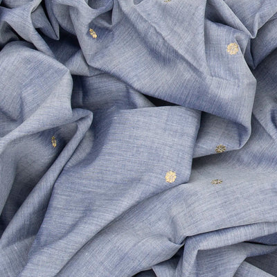 Grey Handloom Paithani Silk Saree With Kamalam Buttas-Grey