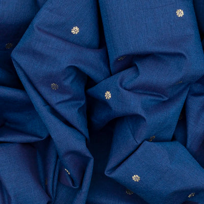 Blue Handloom Paithani Silk Saree With Floral Buttas-Blue