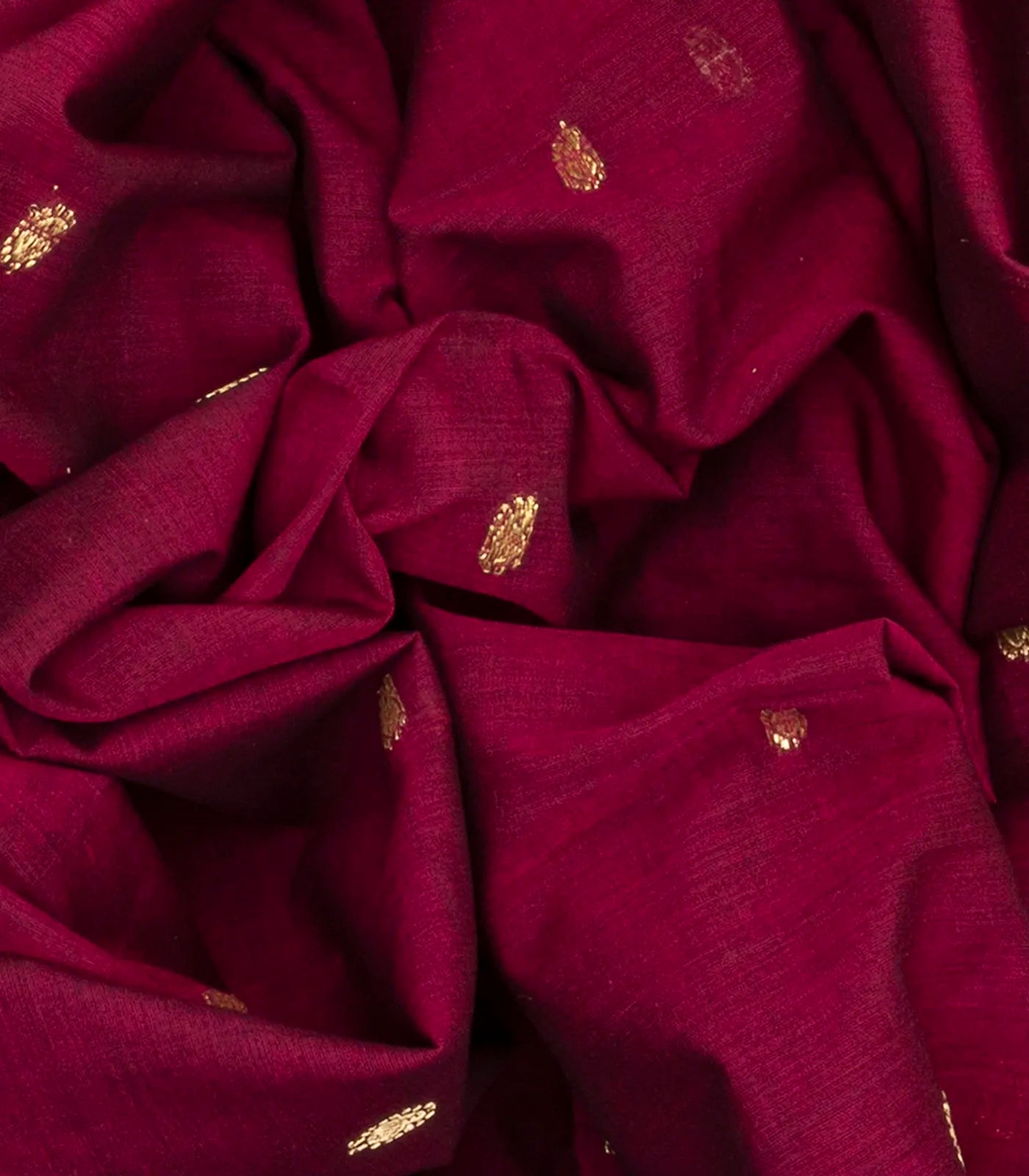 Maroon Handloom Paithani Silk Saree With Mango Buttas-Maroon