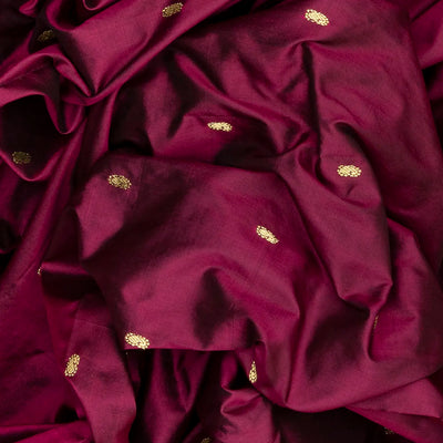 Crimson Handloom Paithani Silk Saree With Mango Zari Buttas-Crimson