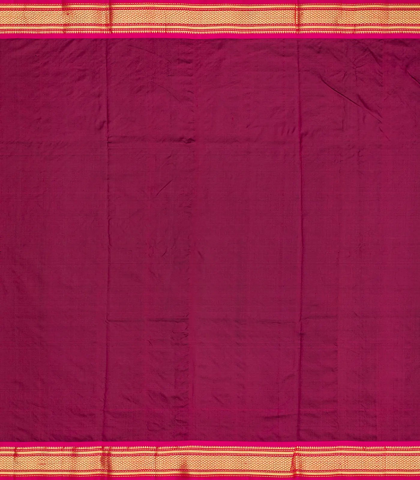 Crimson Handloom Paithani Silk Saree With Mango Zari Buttas-Crimson