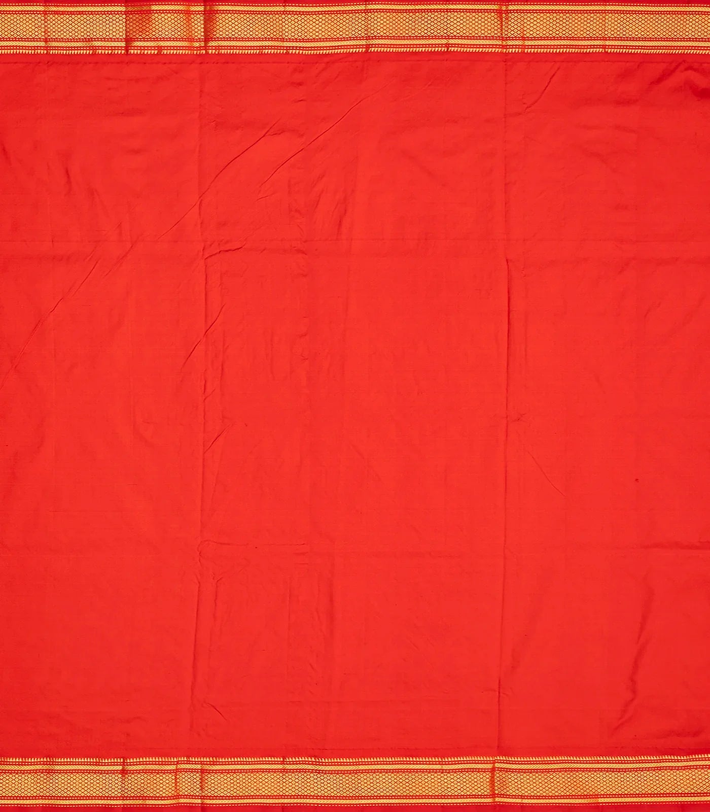 Red Handloom Paithani Silk Saree With Zari Buttas-Red