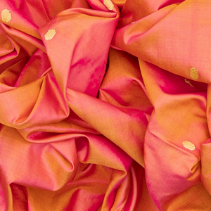 Peach Handloom Paithani Silk Saree With Coin Zari Buttas-Peach