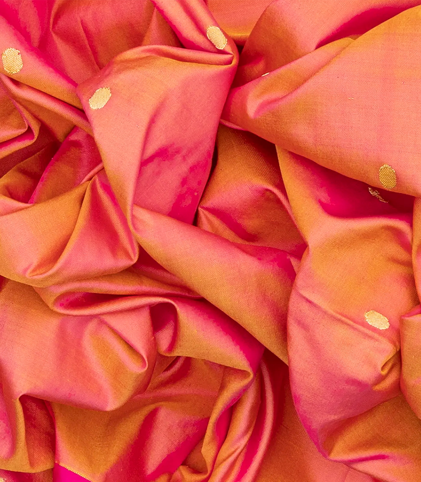 Peach Handloom Paithani Silk Saree With Coin Zari Buttas-Peach