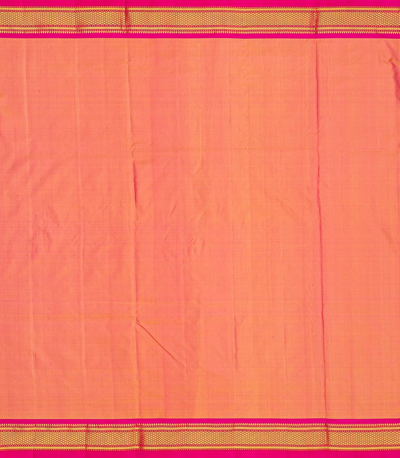 Peach Handloom Paithani Silk Saree With Coin Zari Buttas-Peach