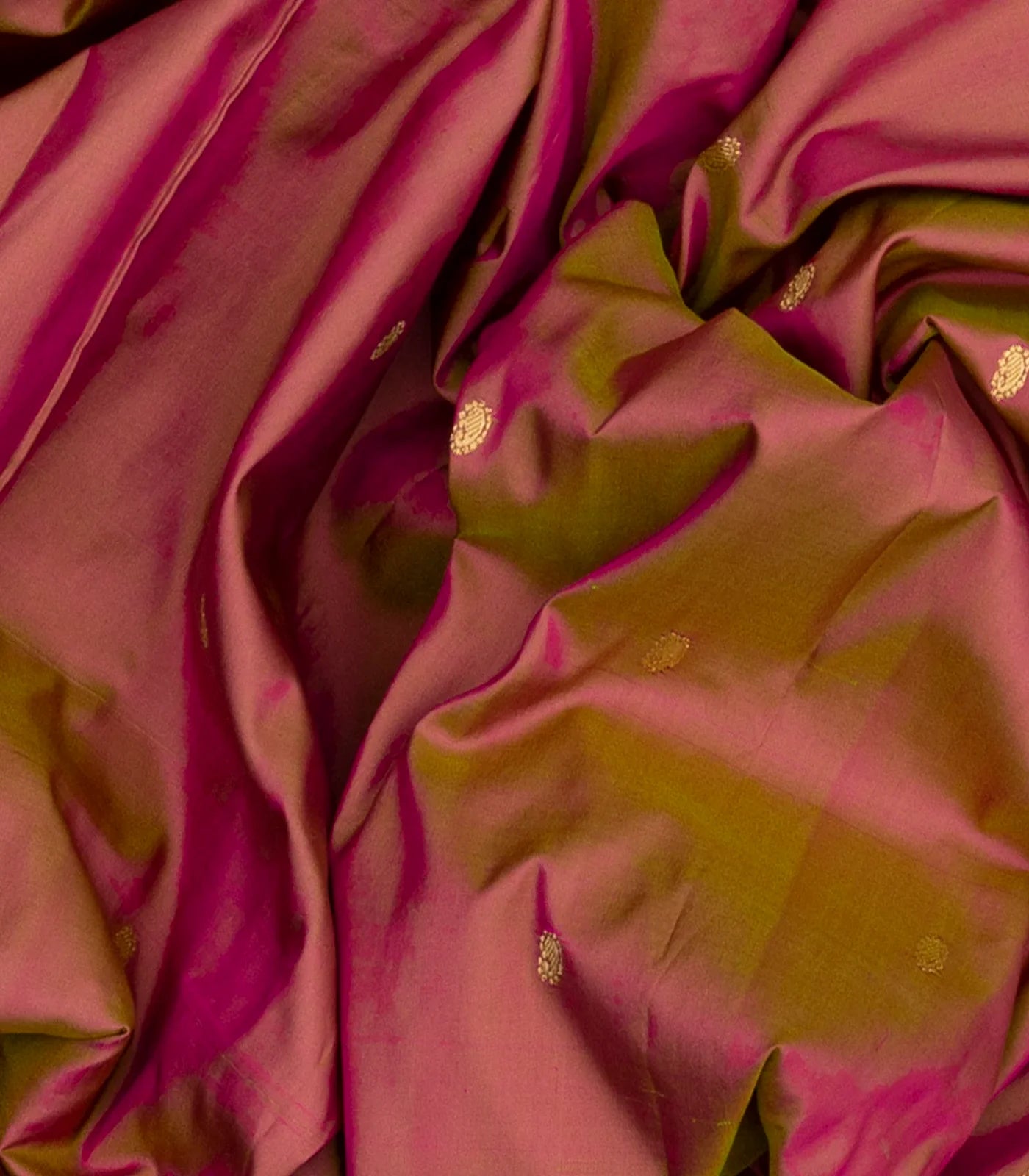 Brown Handloom Paithani Silk Saree With Mango Buttas-Brown