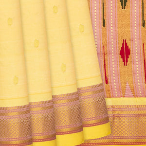 Sandal Handloom Paithani Silk Saree With Mango Buttas-Sandal