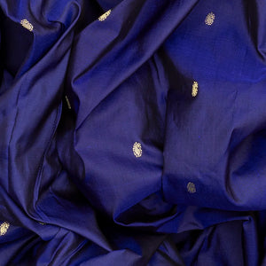 Dark Blue Handloom Paithani Silk Saree With Mango Buttas-Dark Blue