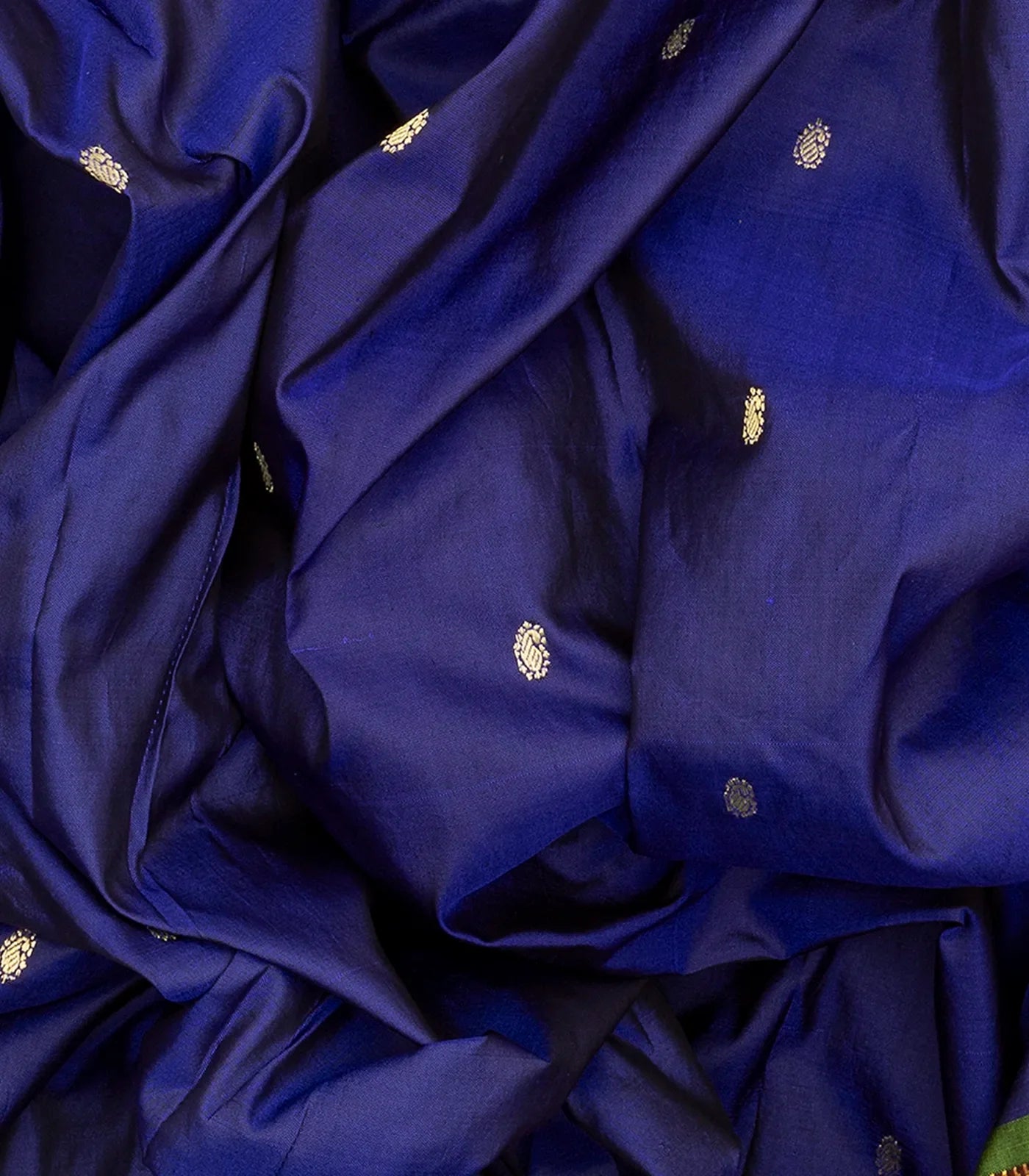 Dark Blue Handloom Paithani Silk Saree With Mango Buttas-Dark Blue