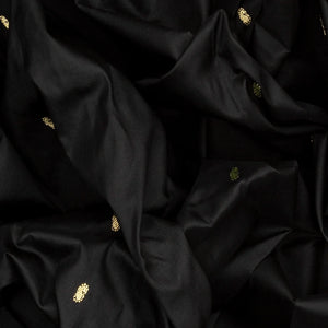 Black Handloom Paithani Silk Saree With Mango Buttas-Black