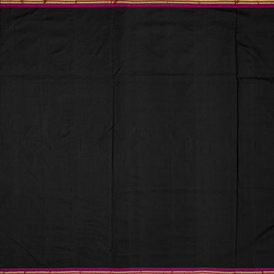 Black Handloom Paithani Silk Saree With Mango Buttas-Black