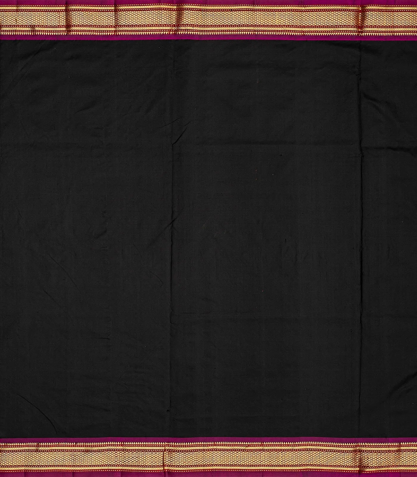 Black Handloom Paithani Silk Saree With Mango Buttas-Black