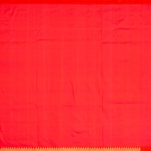 Red Handloom Paithani Silk Saree With Coin Buttas & Temple Border-Red