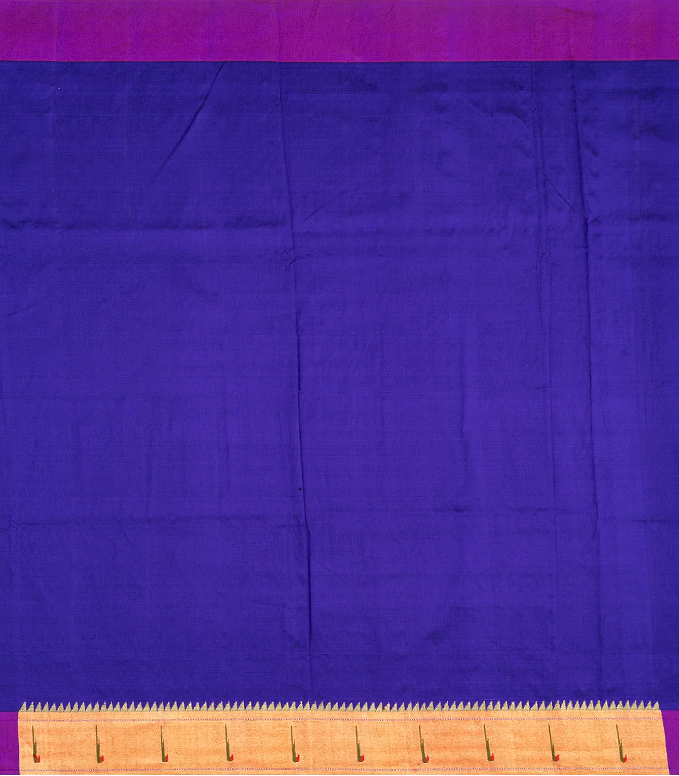 Purple Handloom Paithani Silk Saree With Annam Buttas & Temple Border-Purple