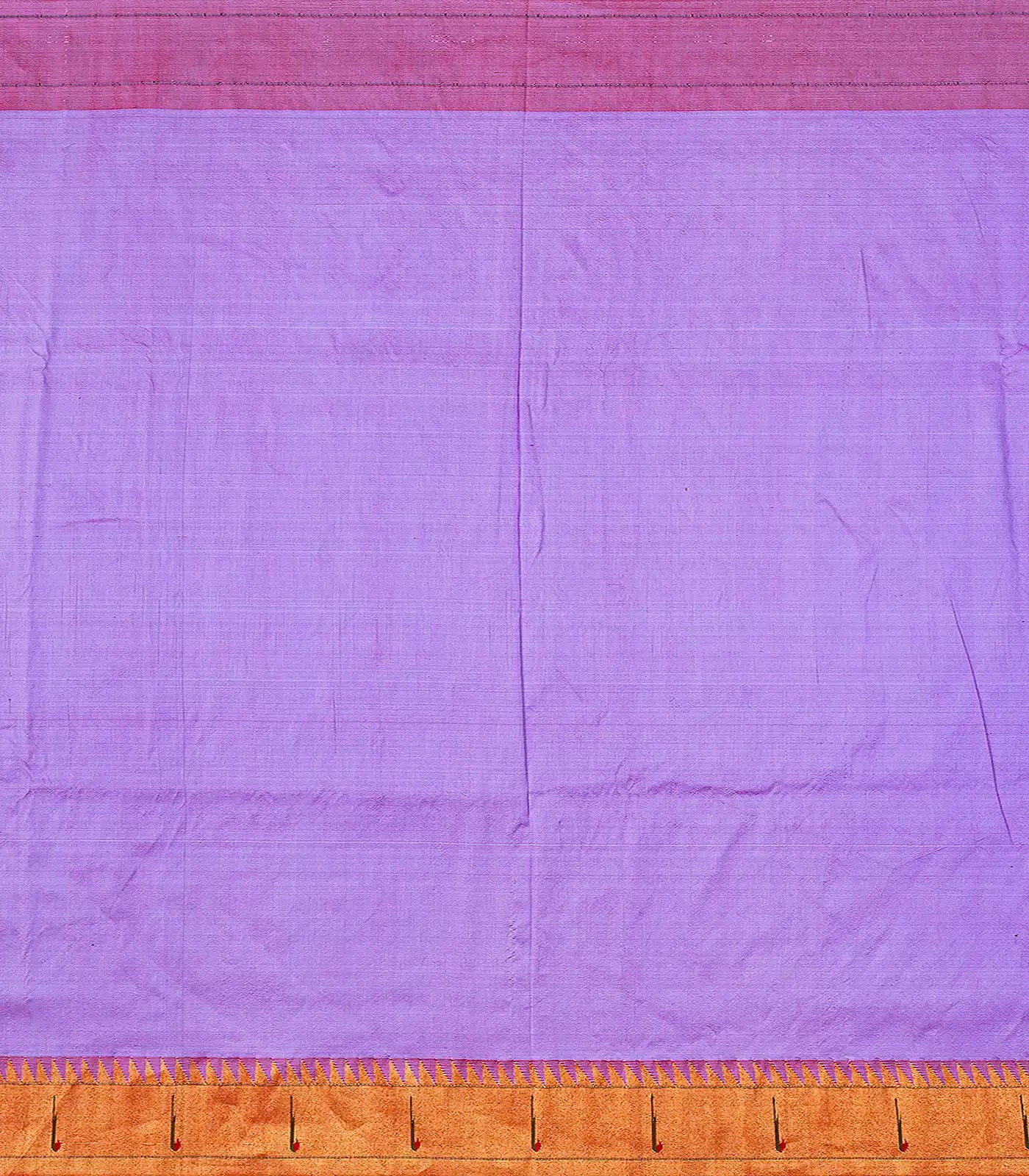 Lavender Handloom Paithani Silk Saree With Annam Buttas & Temple Border-Lavander