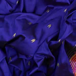 Purple Handloom Paithani Silk Saree With Zari Buttas & Temple Border-Purple