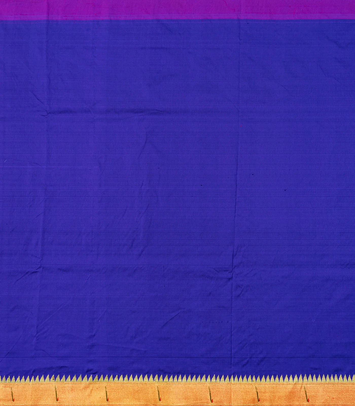 Purple Handloom Paithani Silk Saree With Zari Buttas & Temple Border-Purple