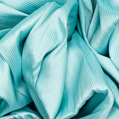 Turquoise Handloom Paithani Silk Saree With Stripes-Turquoise