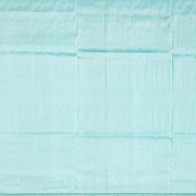 Turquoise Handloom Paithani Silk Saree With Stripes-Turquoise