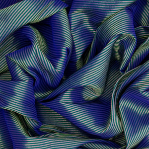 Blue Handloom Paithani Silk Saree With Stripes-Blue