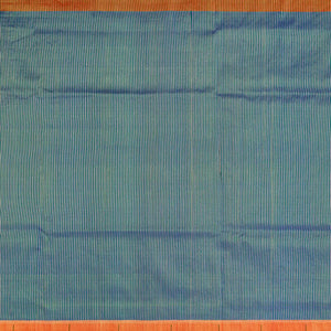 Blue Handloom Paithani Silk Saree With Stripes-Blue