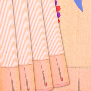Baby Pink Handloom Paithani Silk Saree With Stripes-Baby Pink