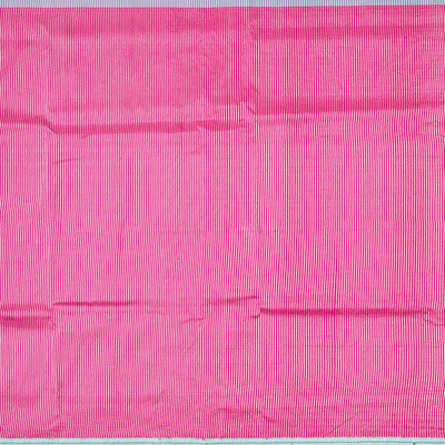 Pink Handloom Paithani Silk Saree With Stripes-Pink