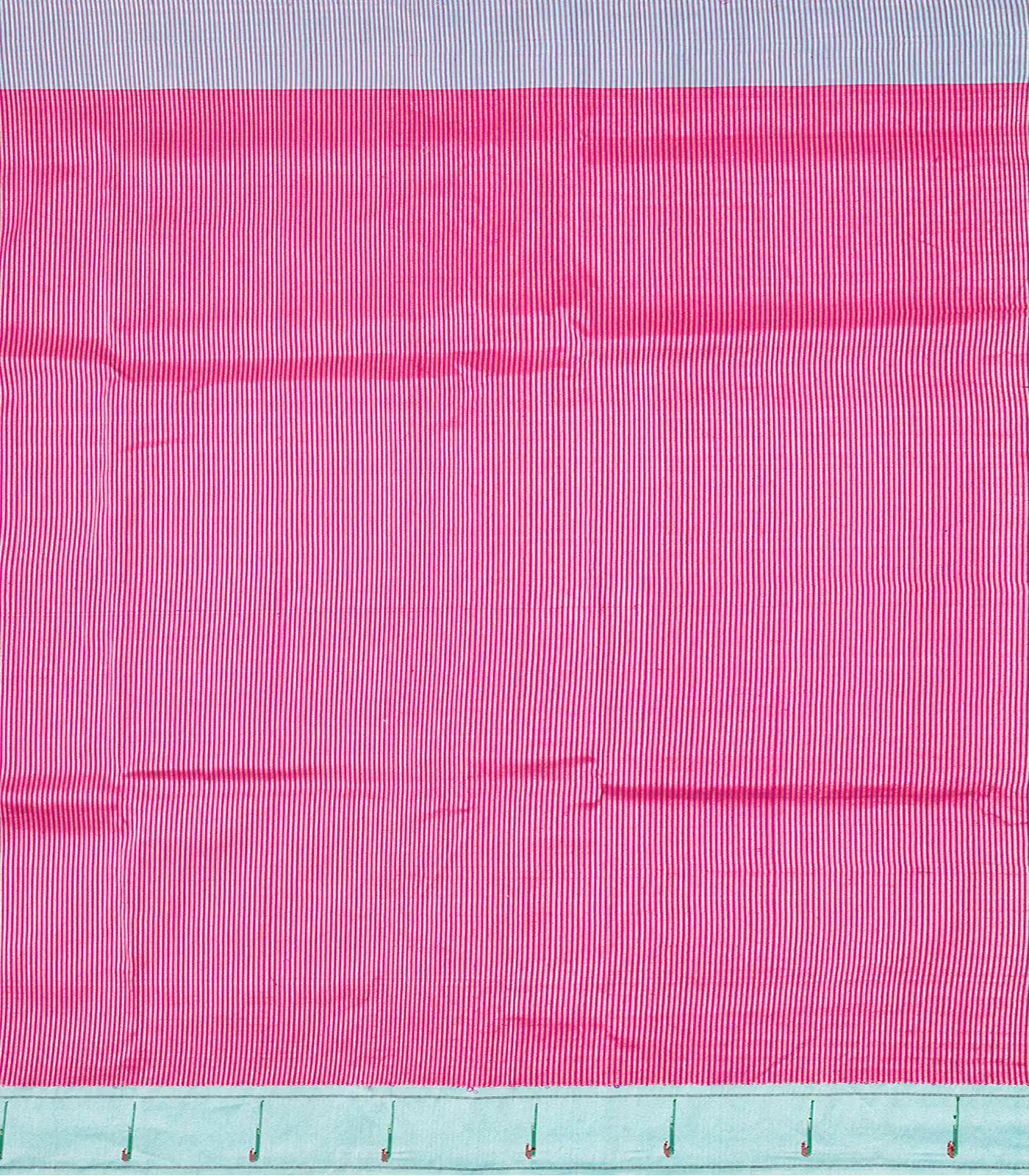Pink Handloom Paithani Silk Saree With Stripes-Pink