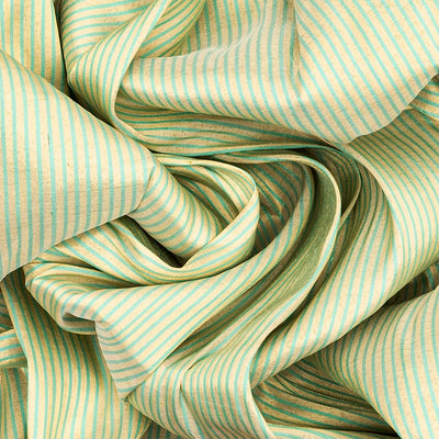 Light Green Handloom Paithani Silk Saree With Stripes-Light Green