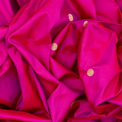 Hot Pink Handloom Paithani Silk Saree With Coin Buttas-Hot Pink