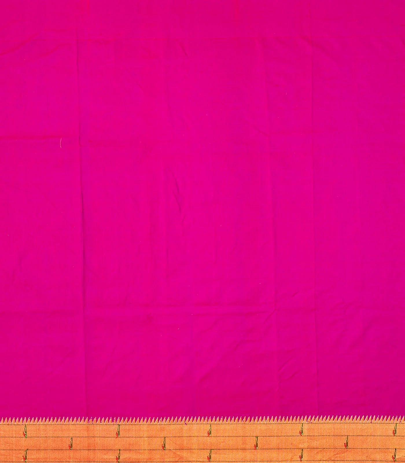 Hot Pink Handloom Paithani Silk Saree With Coin Buttas-Hot Pink