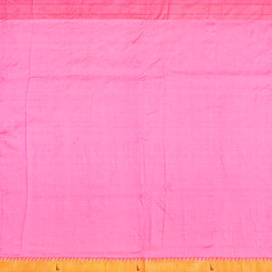 Bubble-gum Pink Handloom Paithani Silk Saree With Stripes-BubbleGum Pink