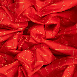 Red Handloom Paithani Silk Saree With Zari Checks-Red