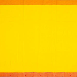 Yellow Handloom Paithani Silk Saree With Stripes & Buttas-Yellow