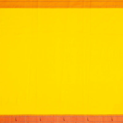 Yellow Handloom Paithani Silk Saree With Stripes & Buttas-Yellow