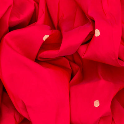 Hot Pink Handloom Paithani Silk Saree With Zari Coin Buttas-Red