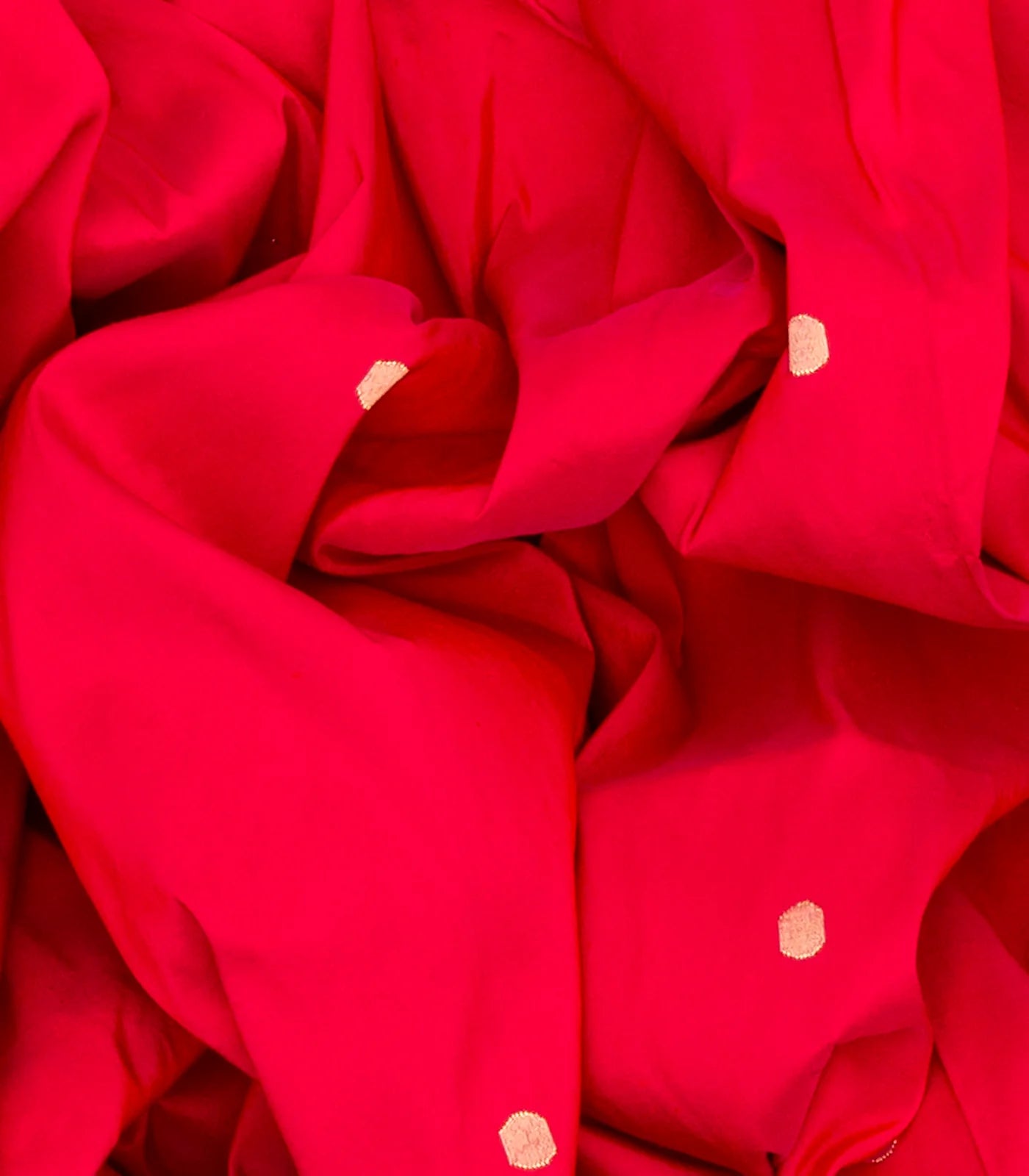 Hot Pink Handloom Paithani Silk Saree With Zari Coin Buttas-Red