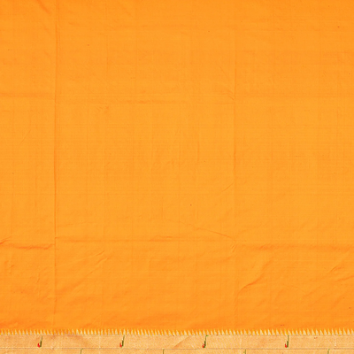 Orange Handloom Paithani Silk Saree With Coin Buttas-Orange