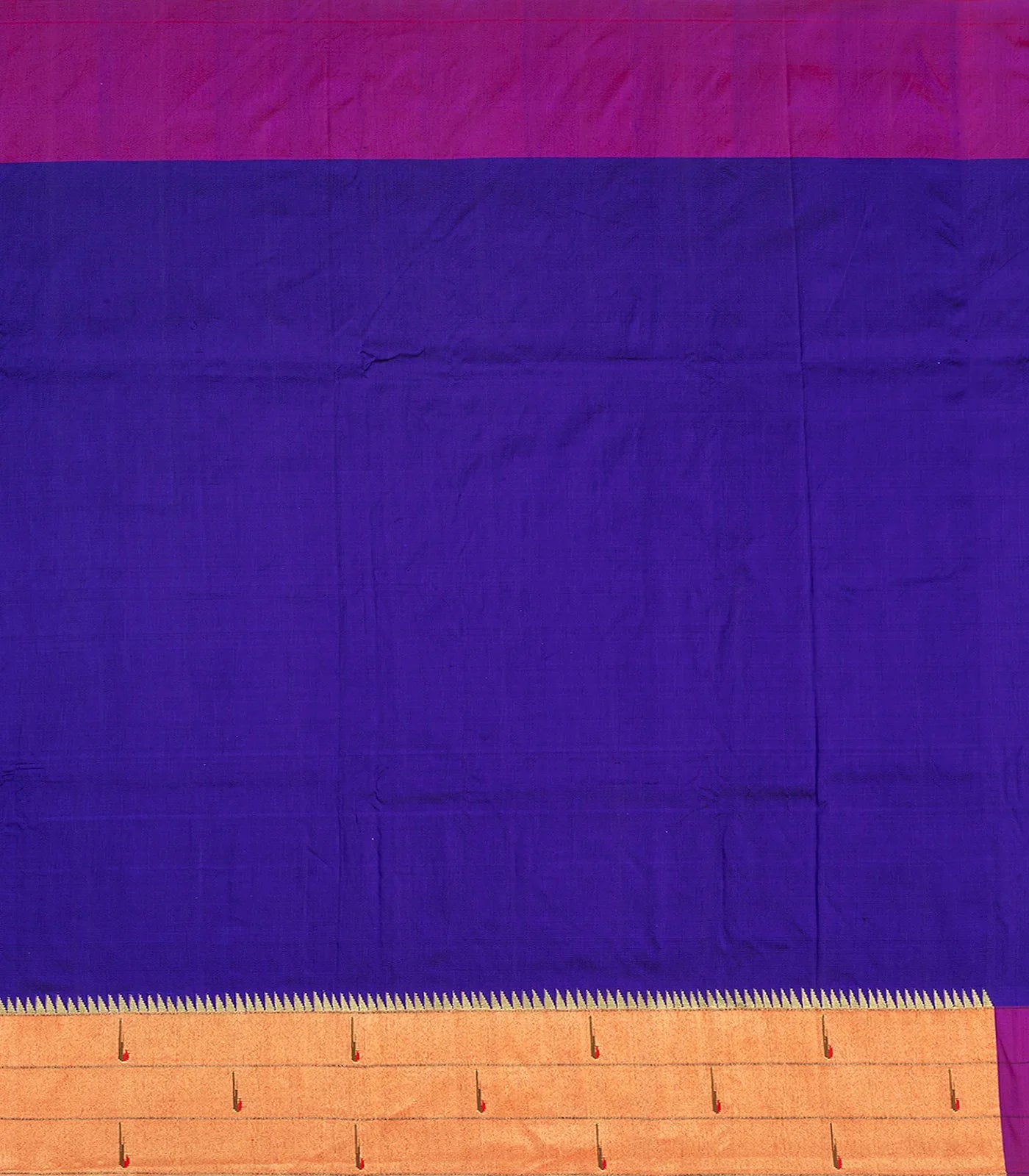 Purple Handloom Paithani Silk Saree With Coin Buttas-Purple