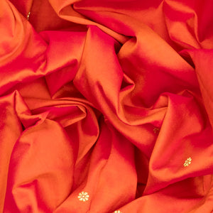 Orange Handloom Paithani Silk Saree With Meena Border & Pallu-Orange