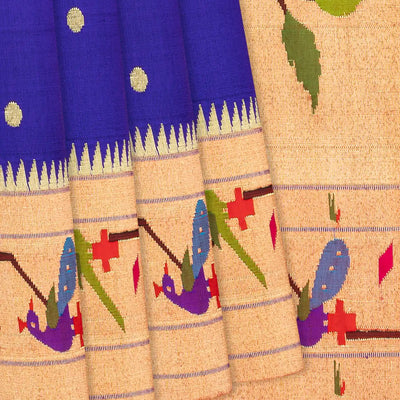 Purple Handloom Paithani Silk Saree With Meena Border & Pallu-Purple