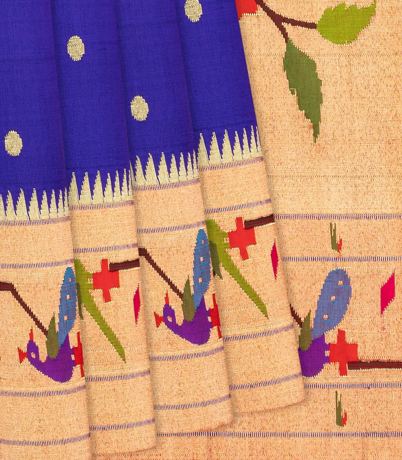 Purple Handloom Paithani Silk Saree With Meena Border & Pallu-Purple