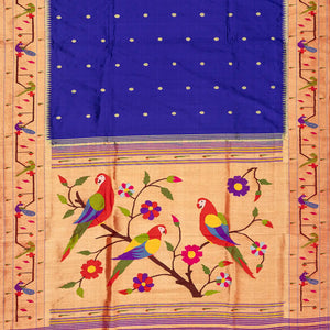 Purple Handloom Paithani Silk Saree With Meena Border & Pallu-Purple