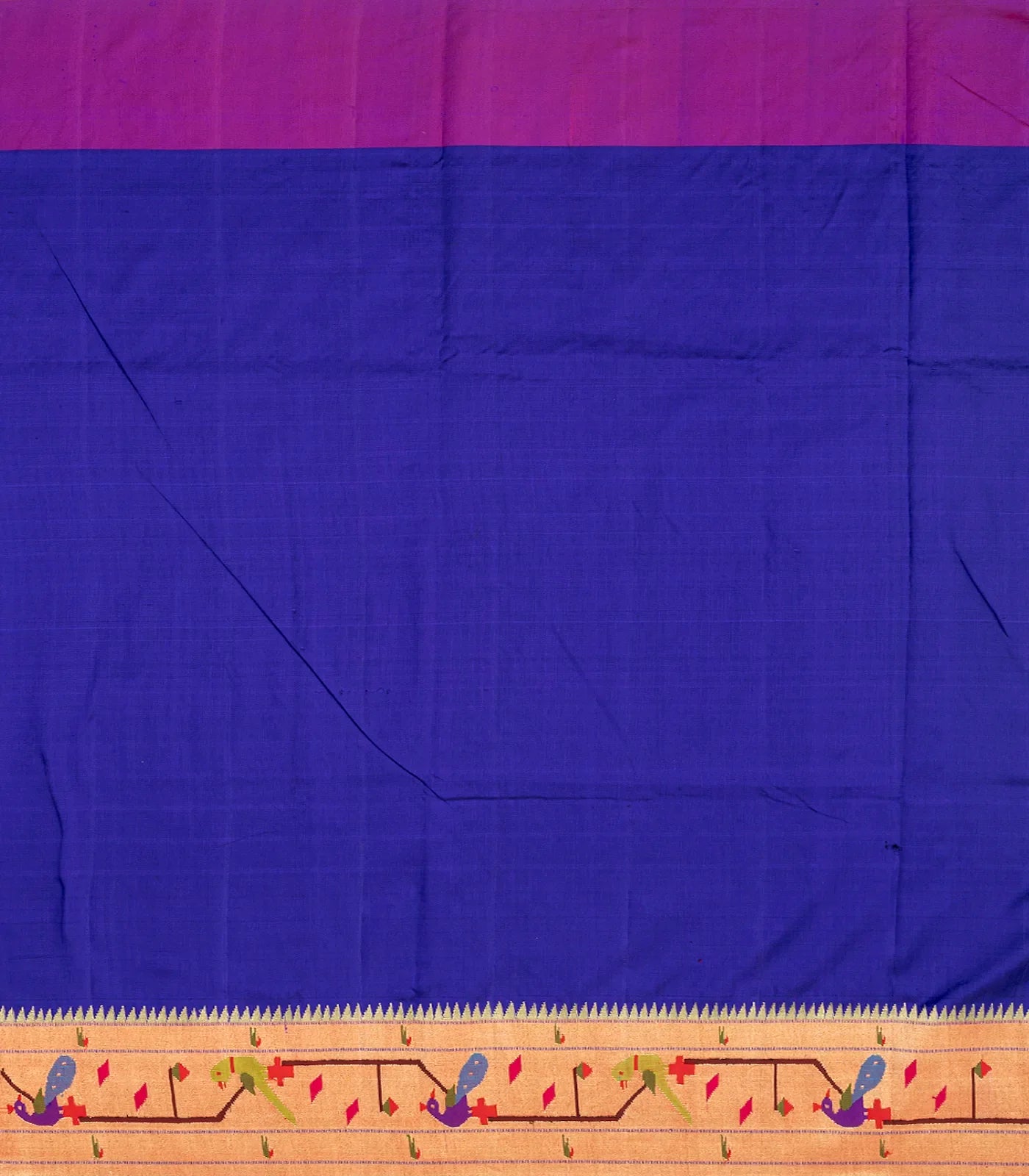 Purple Handloom Paithani Silk Saree With Meena Border & Pallu-Purple